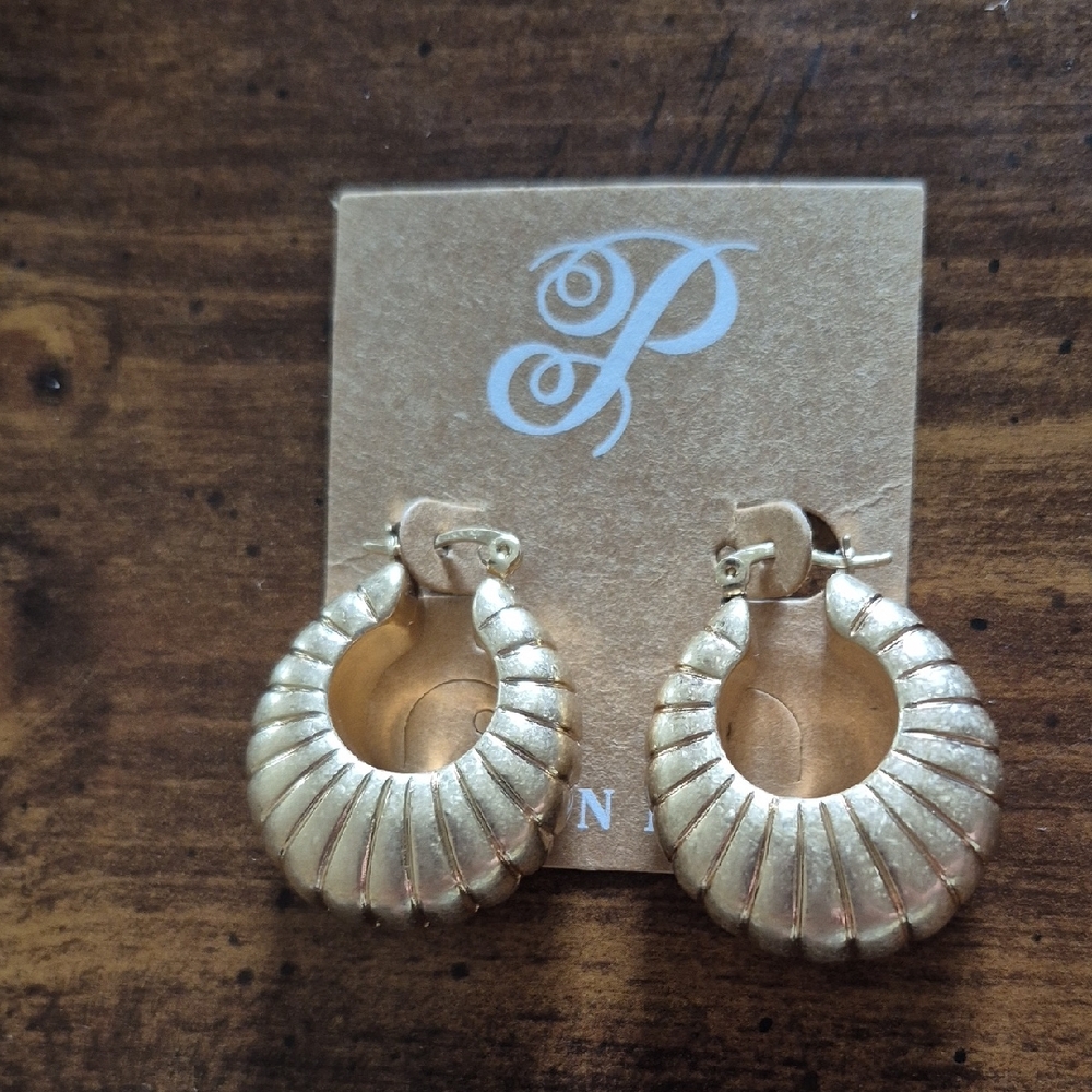 Plunder Gold Textured Hoop Earrings